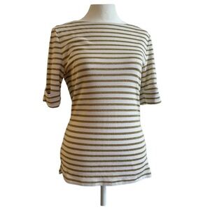 Ralph Lauren Striped T-Shirt Size Medium / Gold and White